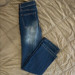 Blue Denim Jeans straight leg med rise wide leg
